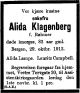 Dødsannonse Alida Klagenberg