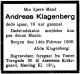 Dødsannonse Andreas Christopher Klagenberg