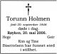 Dødsannonse Torunn Holmen