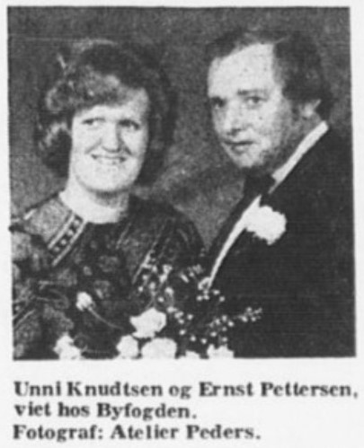 Brudebilde Unni Knudtsen og Ernst Pettersen